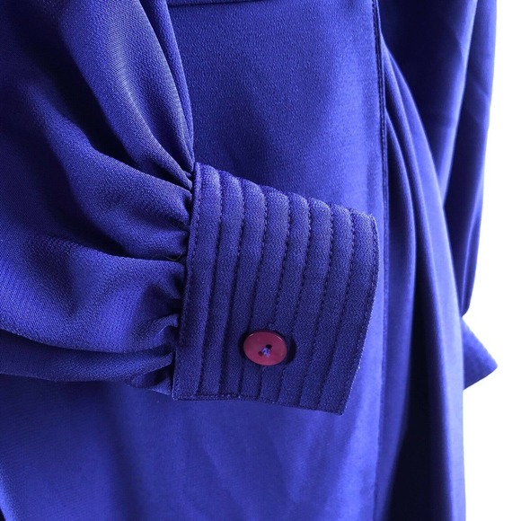 Pierre Cardin Vintage Wrap Dress Purple V-Neck Beaded Sequins - Picture 6 of 12